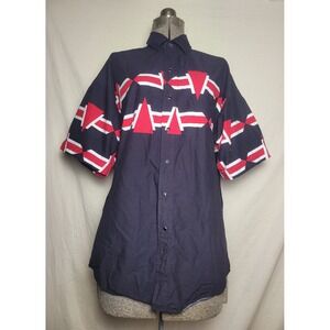 Vintage 70s Short Sleeve PanHandle Slim Aztec Pearl Snap Red Black Size XL Slim?